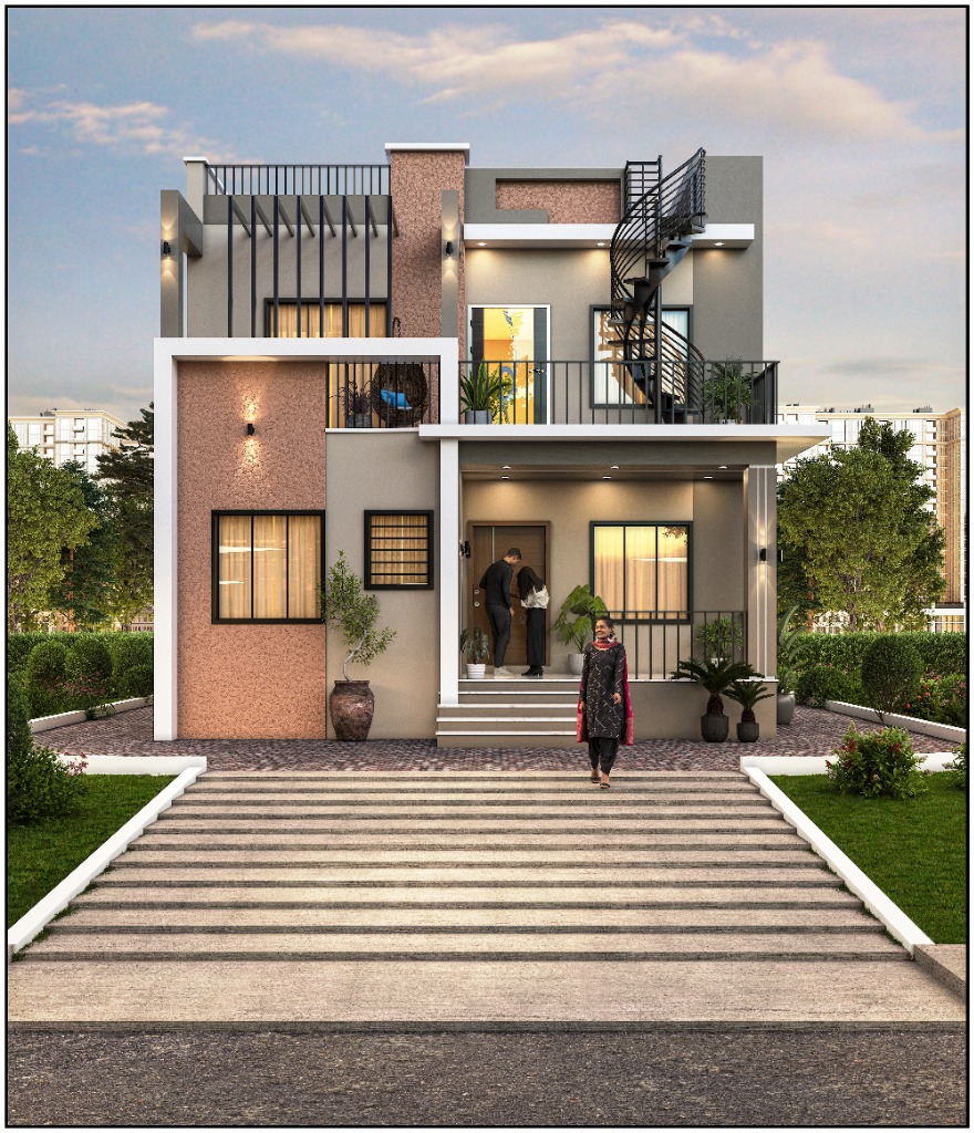 Contemporary Duplex Elevation